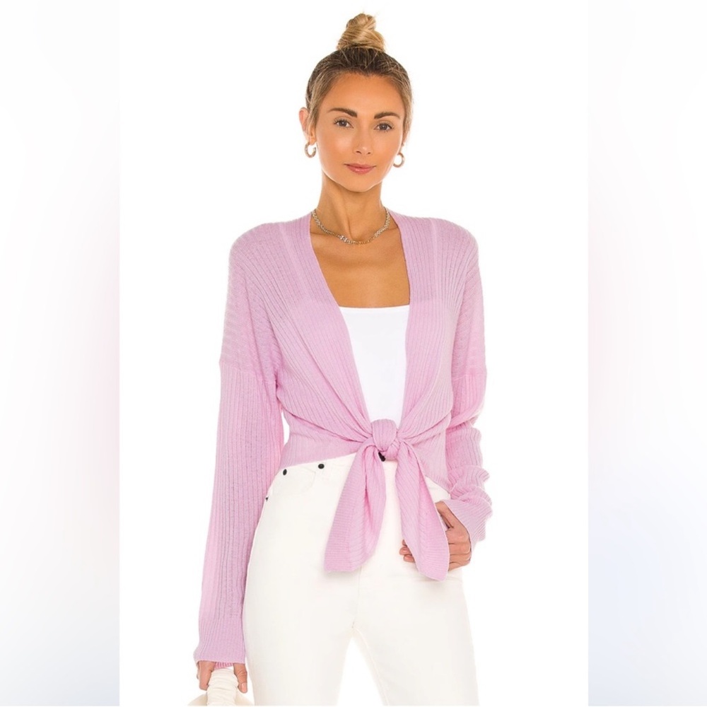 Revolve X Autumn cashmere tie front rib cardigan Small